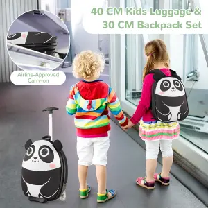 Costway 2PCS 30CM 40CM ABS Kids Suitcase Backpack Set Portable & Lightweight School Travel Luggage