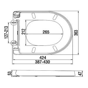 RAK Resort Mini Soft Close WC Toilet Seat with Quick Release Button - D Shape Wrap Over