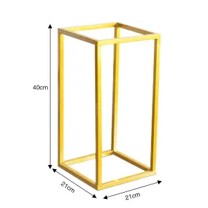 Gold Metal Rectangular Flower Stand Pedestal Wedding Party Ornament 210 mm (W) x 400 mm (H)