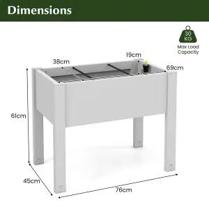 Costway Raised Bed Grow Box 53L Self-Watering Planter Box Stand w/ Water Level Monitor