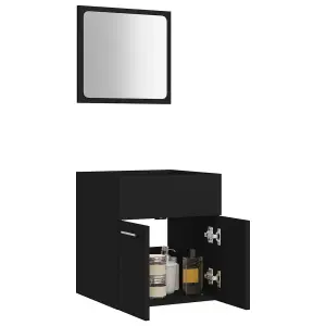 Berkfield 2 Piece Bathroom Furniture Set Black Engineered Wood