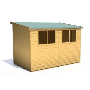 Shire Norfolk Workshop Pent Shed 10x6 Double Door 19mm Loglap Style B