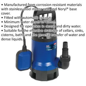 High-Performance Submersible Dirty Water Pump - 217L/Min with Automatic Cut-Out and 750W Motor