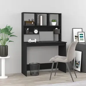 Berkfield Desk with Shelves Black 102x45x148 cm Engineered Wood