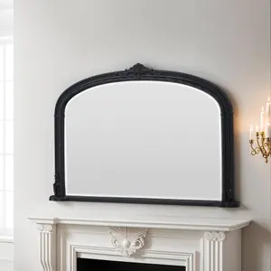 Overmantle Arched Wall Mirror 127(w) x 89cm(h) Black Victoria Mirror