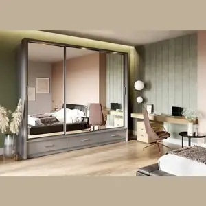 Fendi 23 3 Sliding Door Corner Wardrobe with LED Lighting & Ample Storage Solutions