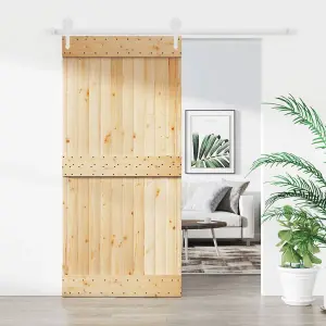 Berkfield Sliding Door with Hardware Set 95x210 cm Solid Wood Pine