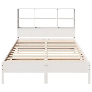 Berkfield Bookcase Bed without Mattress White 135x190 cm Double Solid Wood Pine