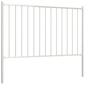 Berkfield Fence Panel with Posts Powder-coated Steel 1.7x1 m White