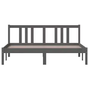 Berkfield Bed Frame Grey Solid Wood 150x200 cm King Size