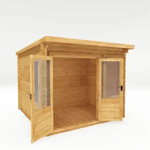 Waltons 3m x 3m Wooden 19mm Pent Roof Log Cabin Garden Summerhouse Shed 10ft x 10ft