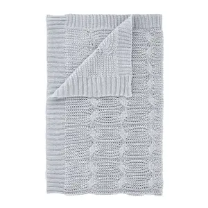 Catherine Lansfield Chunky Marl Knit Cosy 130x170 cm Blanket Throw Silver Grey