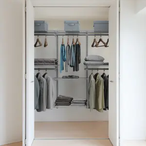 Costway Wall Mounted Closet System Metal Hanging Storage Organizer Rack with Hanging Rod