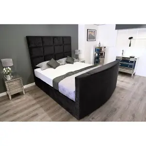 Lurvi Plush Velvet Black TV Bed Frame