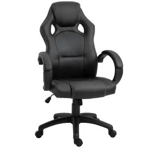 HOMCOM High-Back Gaming Chair Swivel Home Office Computer Racing Gamer Desk Faux Leather, Black