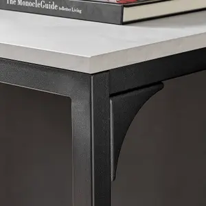 Furniturebox UK Kendrick Grey Marble Effect Desk 120cm for Home Working Study Gaming Office Desk. Elegant Black Leg Melamine Desk