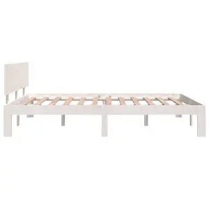 Berkfield Bed Frame White Solid Wood 135x190 cm Double