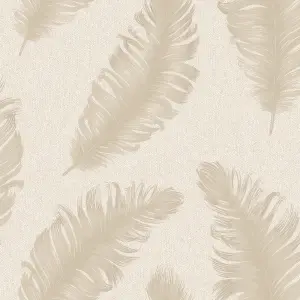 Belgravia Décor Glitter Feather Beige Textured Wallpaper