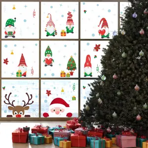 Walplus Xmas Gnomes, Santa And Rudolph Window Cling