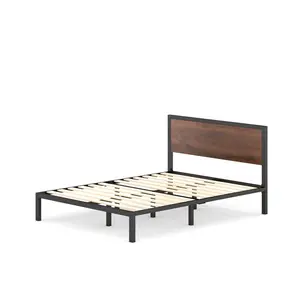 Slovan Industrial Bed Frame with Wooden Headboard Kingsize (5')