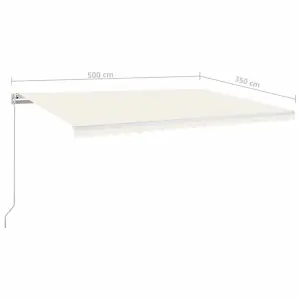 Berkfield Manual Retractable Awning with LED 500x350 cm Cream