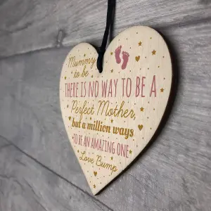 Red Ocean Mummy Mum To Be Present From Bump Baby Shower Wooden Heart Plaque Decoration Gift Keepsake