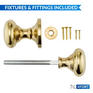 XFORT Polished Brass Victorian Style Rim Knob