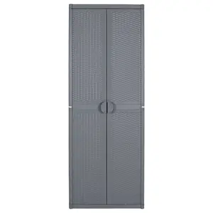 Berkfield Garden Storage Cabinet Grey 65x45x172 cm PP Rattan