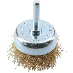 50mm Steel Wire Cup Brush For Drills Brass Coated Rust Paint Remover Removal