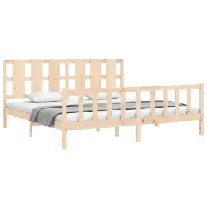 Berkfield Bed Frame with Headboard 200x200 cm Solid Wood