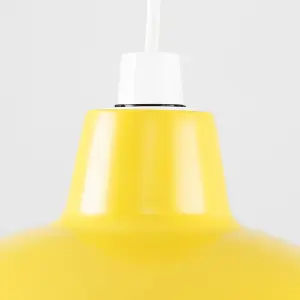 ValueLights Civic Metro Yellow Ceiling Pendant Shade and B22 GLS LED 10W Warm White 3000K Bulb