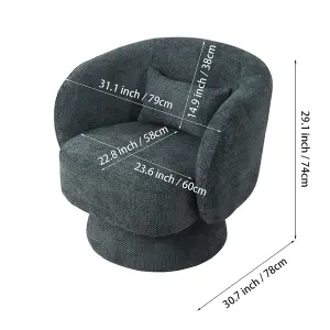 Dark Green Upholstered Swivel Chair with Pillow for Living Room,Bedroom