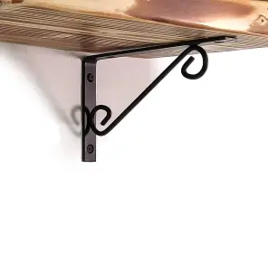 Wooden Rustic Shelf with Bracket WOP Black 220mm 9 inches Burnt Length of 60cm