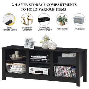 Costway TV Stand for TVs up to 55" Wooden 6 Storage Compartments TV Cabinet Table