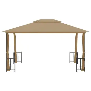 Berkfield Gazebo with Sidewalls&Double Roofs 3x4 m Taupe