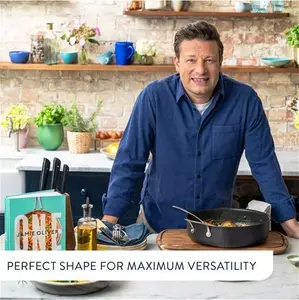 Jamie Oliver By Tefal Hard Anodised Aluminium Non-Stick All-In-One Casserole Pan With Glass Lid, 30cm