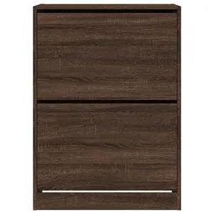 Shoe Cabinet with 2 Flip-Drawers Brown Oak 80x42x108 cm