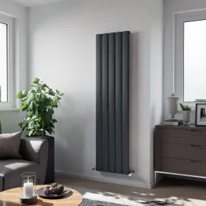 Agadon Milan Aluminium Designer Radiator 1800 x 470 mm Textured Anthracite - 3526 BTU - 10 Years Guarantee