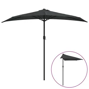 Berkfield Balcony Parasol with Aluminium Pole Anthracite 270x135 cm Half