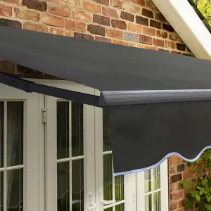 Primrose Awnings 2.5m x 2.0m Retractable Manual Standard Charcoal Frame Charcoal Awning Outdoor Patio Canopy