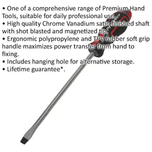 Premium Ergonomic Slotted Screwdriver 8x200mm with Magnetic Tip for Precision Work