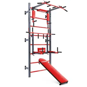 Wall Bars Set With Pull Up Dip Bar and Sit Up Bench K-SPORT