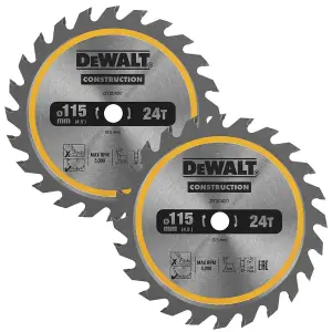 Dewalt DT20420 Circular Saw Blade 115 x 9.5mm x 24 Tooth TCT Fits DCS571 X 2