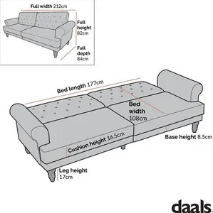 Hanney 3-Seater Chesterfield Sofa Bed In Mustard Yellow Velvet, Clic Clac Sofa Bed - Daals - Sofa Beds