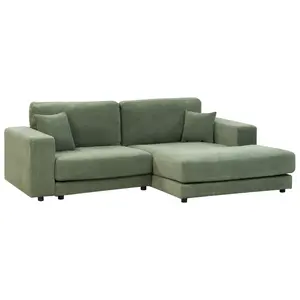 Corner Sofa LOFOTEN Green Fabric 3 Seater Left Hand