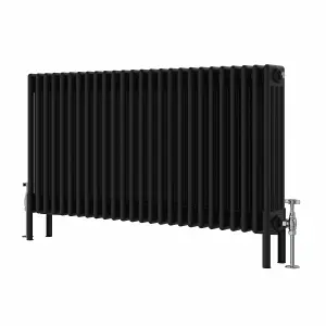 Right Radiators 600x1190 mm Horizontal Traditional 4 Column Cast Iron Style Radiator Black