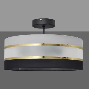 Luminosa Helen Cylindrical Ceiling Light Black, Gold, Grey 40cm