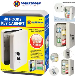 Key Cabinet Safe Case Box 48 Keys Hooks Metal Storage Locking Security Case New