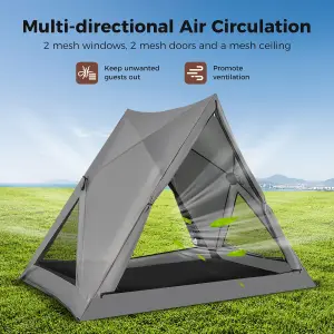 Costway 2-3 People Instant Pop-up Camping Tent 360 One-Way See-Through Shelter Tent