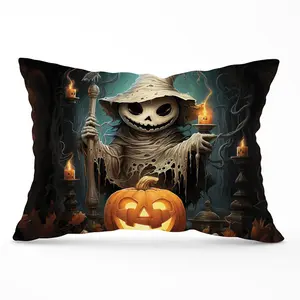 Creepy Ghost With Pumpkins Cushions 33cm x 48cm